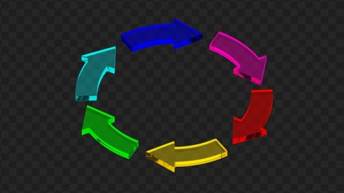 3D Animation of Colorful Arrows Creative Diversity | Alpha Channel