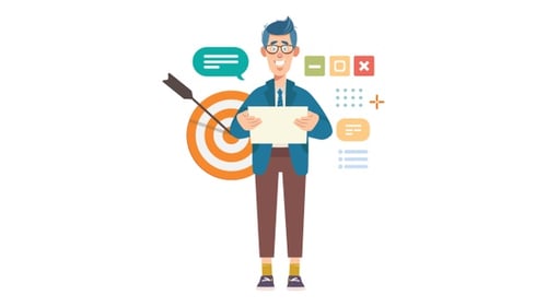 Flat Business Man Presenting Marketing Strategy Animation