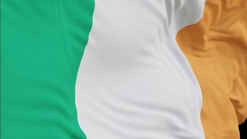 The Republic Of Ireland flag with alpha channel waving in the wind in slow motion