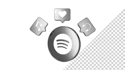 Animated 3D Spotify Logo and Music Interaction Icons