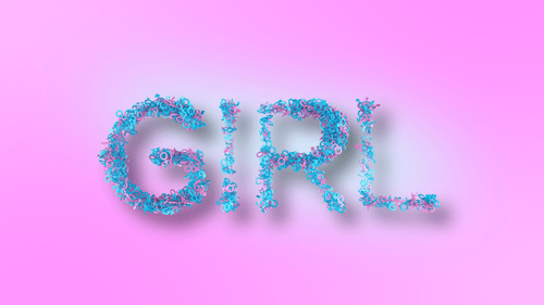 Animated Gender Reveal Message with Pink and Blue Symbols