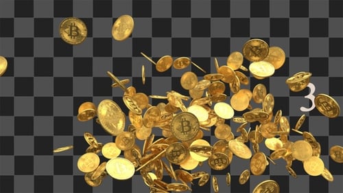 Golden Bitcoin Coins Falling Animation