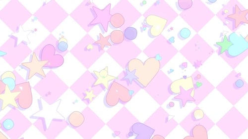Pastel Hearts and Stars Looping Decorative Background Animation