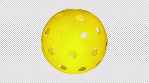 Yellow Ball for Pickleball Game - Rotating Loop - Spinning Cycle - Close Up View - Alpha Channel