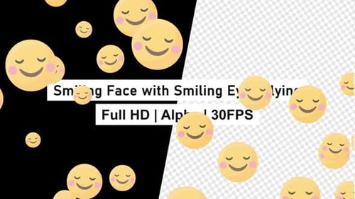 Smiling Happy Face With Smiling Eyes Emoji Flying with Alpha