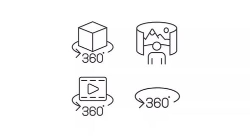 Animated 360 Degree Virtual Reality and Video Icons