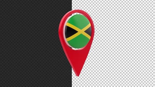 Jamaica Flag Map Pin 3D Rotating Animation