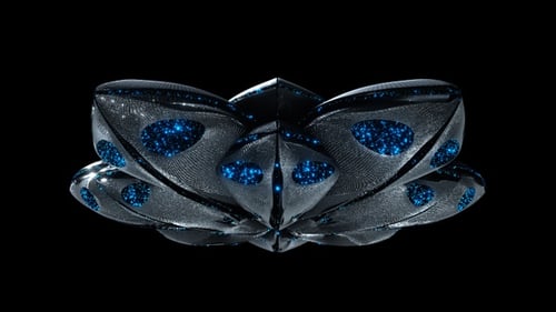 Abstract Metallic Lotus Flower with Blue Particle Glow