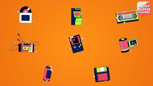 Playful Retro 80s 90s Technology Icons Animation