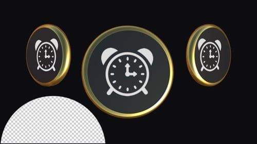 Rotating Golden Circle Alarm Clock Icon Animation