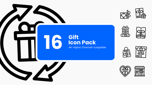 Animated Gift Icons Pack in Flat Design Style