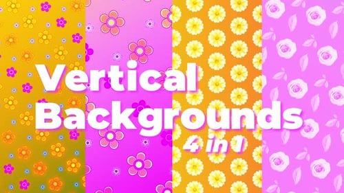 Four Animated Vertical Floral Backgrounds Pack