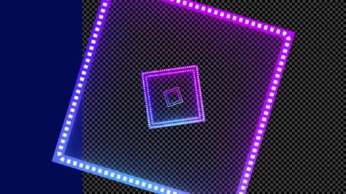 Rotating Neon Geometric Squares Tunnel Loop Background