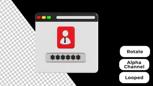 3D Animated Browser Password | Alpha Channel