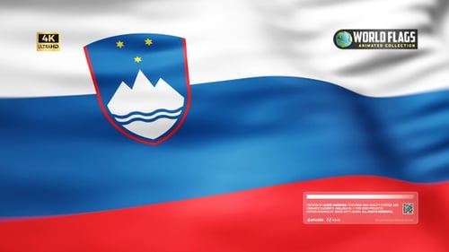 Slovenia National Flag Waving in Realistic Fabric Motion