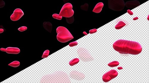 Valentines Day Heart Sign Flying Transparent Background Loop V6