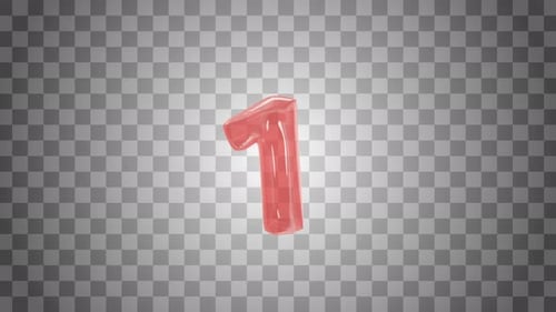 Glossy Red Balloon Number One Inflates Animation