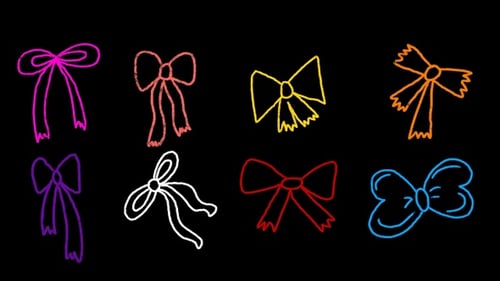 Hand Drawn Ribbon & Bow Animations Pack | Decorative Doodles with Alpha Channel