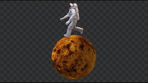 Astronauta corriendo en la superficie de Venus, Loop + Alpha Channel