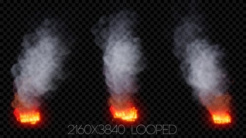Pack Of Fire With Smoke Plume On Vertical Alpha Loop