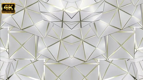 Abstract Geometric White and Gold Shimmering Looping Background