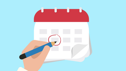 Flat Design Hand Marking Date on Calendar Animation