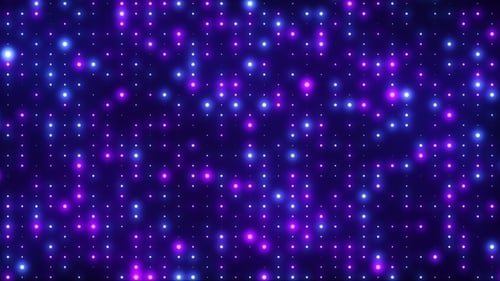 Glowing Grid of Dynamic Blue and Purple Lights Background Loop