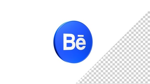 3D Blue Circle Logo Drop and Rotate Animation