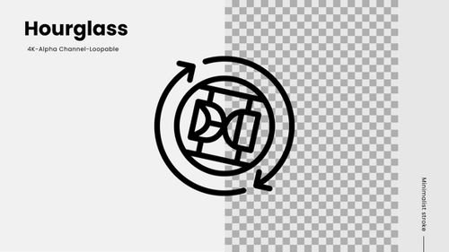 Minimalist Hourglass Icon Animation Loop with Rotating Arrows
