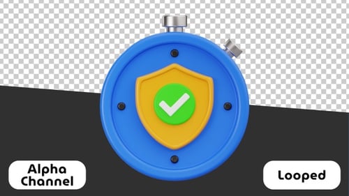 3D Animated Icon of Security Time | Alpha Channel