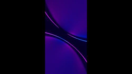 Vertical video purple and blue neon curve line loop animation