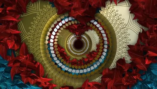 Decorative Mandala with Rotating Leaves Animation