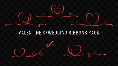 Animated Red Ribbon Heart Love Elements Pack