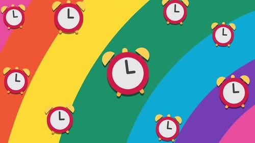Flat Design Rainbow Clocks Transition Background