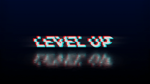 Level Up Text Animation With Glitch Effect