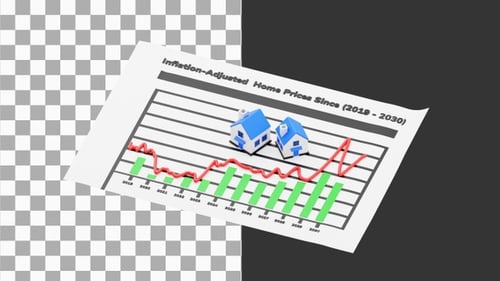 3D Animation of House price chart graphic | Alpha Channel
