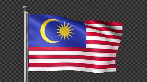 Waving Malaysia Flag Animation with Alpha Channel
