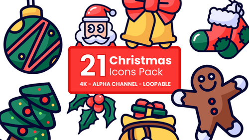 Animated Christmas Icons Pack with Alpha Channel