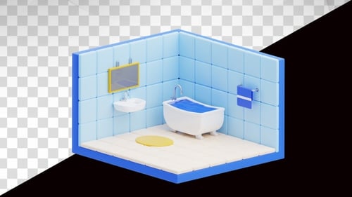 3D-Animation des Badezimmers
