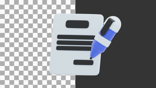 3D Animation of Legal Contract with Pen | Alpha Channel