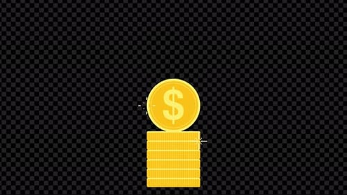 Animated Gold Coin Stack Flat Design