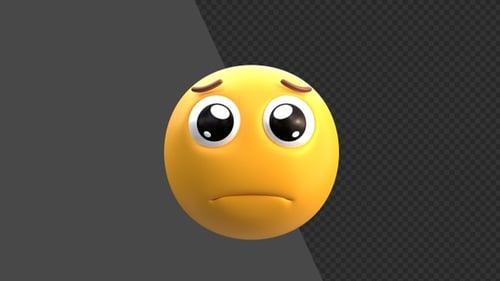 Animação 3D do emoji de rosto suplicante | Alpha Channel