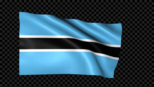 Botswana National Flag Waving Seamlessly with Transparent Background