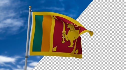 Sri Lanka Flag Waving Transparent Background Seamless Loop