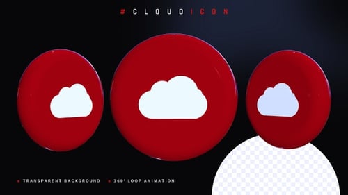 Rotating Red Cloud Icon 3D Sphere