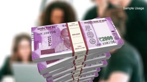 Animated Rotating Stacks of Indian 2000 Rupee Banknotes