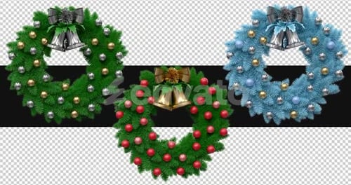 Pack Of 3 Festive Wreath Rotating On Alpha Loop