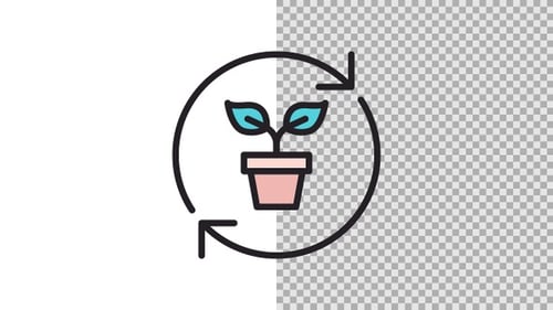 Animated Flat Design Icon of Plant Growth Cycle