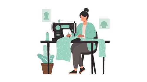 Female Tailor Animation Alpha Channel