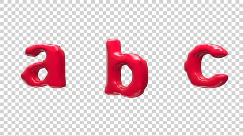Fluid Red 3D Lowercase Alphabet Character Reveal